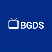 BGDS logo: white TV + speaker icon with bold uppercase “BGDS” wordmark on deep blue (#0d2a5f).